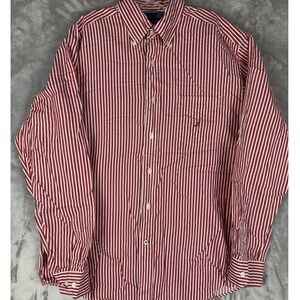 Nautica Mens Striped Long Sleeve Button Down Shirt Red White Size‎ L